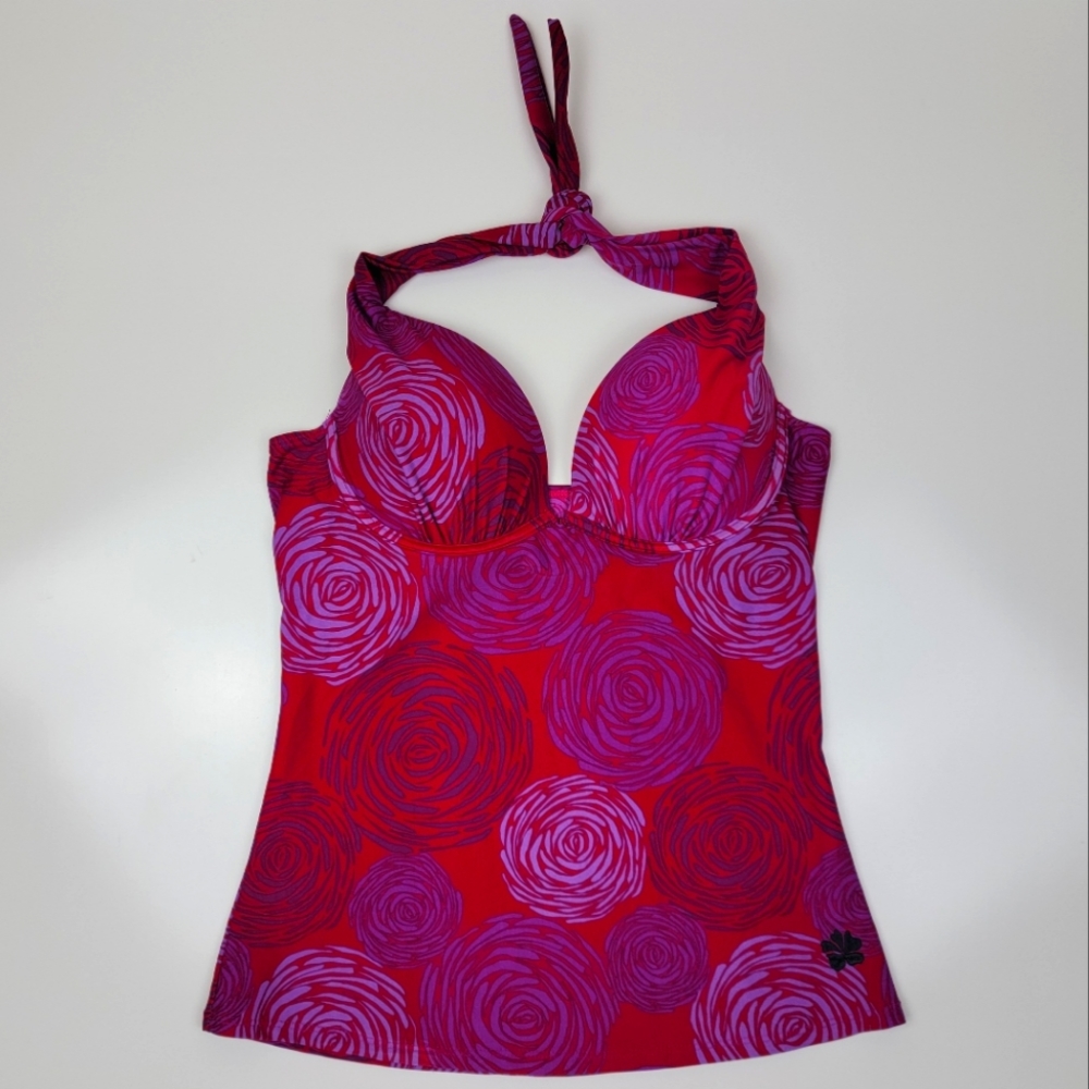 Hapari Sangria Halter Tankini Top 12/14 L